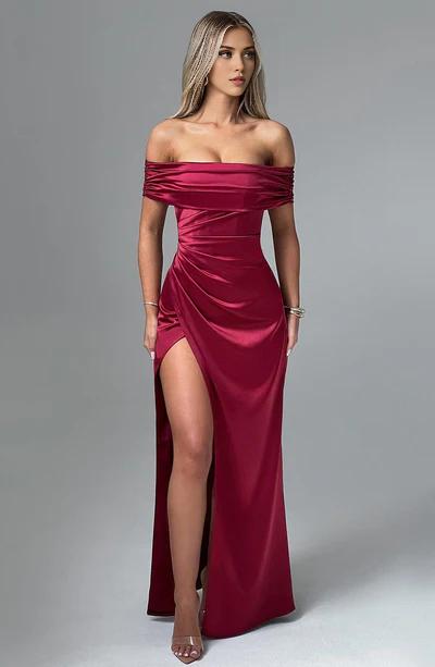 Vestidos de fiesta para mujer, vestido de noche de sirena con hombros descubiertos y corsé con abertura.